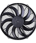 Get the Spal 30101522 Puller Fan, a 12-inch cooling fan with curved blades and metal grille for engine thermal management.