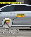 Three Pack Student Driver Magnet For Cars Please Be Patient Reflective Safety Signs on side of a parked silver car