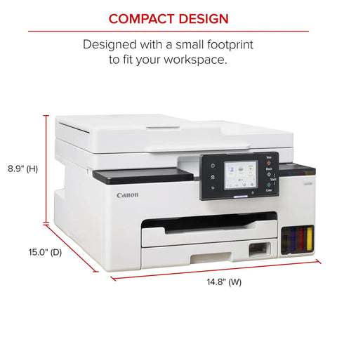 All-In-One Wireless Color Printer With Refillable Ink Tank System, Duplex Printing, Auto Document Feeder, Compact Desktop Design