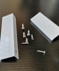 Six Pack Finger Edge Drawer Pull Handles in Bright White for cabinets with mounting screws on dark surface