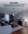 Living room with dimmable light at various levels using 16 Pack GU24 LED A19 Light Bulbs 9W 800 Lumens 60W Equivalent Daylight 5000K.