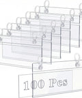 100 Pack Plastic Wire Shelf Label Holders 4 By 2.3 Inches Clear Price Tag Holder with double snap lock closure
