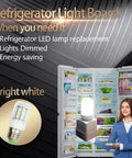 E26 LED Refrigerator Bulb 3.5W 40W Equivalent, Daylight White 6000K 500LM, product in fridge setting with features