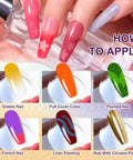 24 Color Gradient Nail Gel Palette Set With Nude White Pink Blue Black Ombre Shades application on nails