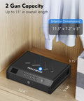 Biometric Pistol Safe With LCD Temperature Humidity Display, Quick Access Fingerprint Handgun Safe in closet view