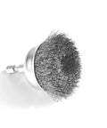 Six Piece Drill Wire Wheel Cup Brush Set With Coarse Crimped Wire 0.010 Inch Thick Face Width Includes 3 Inch 2.5 Inch 2 Inch 1.5 Inch Wheel Sizes And 2 Inch Cup Diameter With One Quarter Inch Hex Shank For Quick Rust Removal And Paint Stripping