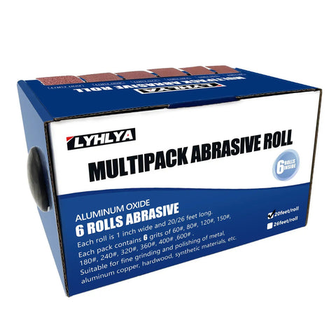 Assorted Sandpaper Rolls Kit 1 In X 19.7 Ft Emery Cloth Dispenser Pack Grits 80 150 240 320 400 600 For Woodworking Furniture Repair And Metal Polishing