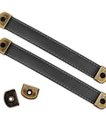 Two Pack Black Leather Drawer Handles with Mounting Screws for Cabinets, Drawers, Trunks and Suitcases, modern leather pulls