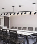 5 Light LED Track Lighting Kit In Black With Flexible Rotatable Heads Sleek Modern Spot Lighting in office setting