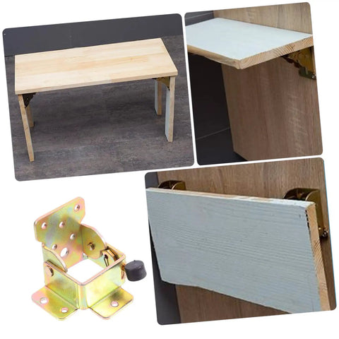 Zero Wiggle Self Locking Folding Hinges For Furniture Legs Tables And Chairs Pro Level Spring Activated Bracket System on wooden table.