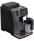 Top Shelf Super Automatic Espresso Machine Crafting One Touch Cappuccino Latte Macchiato Ristretto And Flat White For Your Kitchen Game Changing Setup In Anthracite shown from the side view.