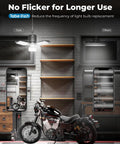 Motion Sensor Garage Light Plug In 8000 Lumen Shop Light With Three Modes and Flexible LED Panels installed in garage