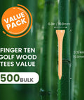 Natural Bamboo Golf Tees Wood Two And Three Quarters Inch And Three And One Quarter Inch Bulk Packs For All Day Practice Tough