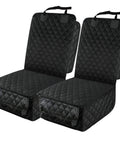 Waterproof Front Seat Car Cover 2 Pack With Side Flaps Nonslip Scratchproof Captain Chair Seat Protector For Cars Trucks SUVs Jeep Dog Hair Protection Easy Clean, black fabric with quilted design