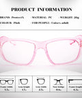 Anti Fog And Scratch Resistant Safety Glasses For Men And Women, Lightweight UV Protection Goggles with clear pink frame and measurements
