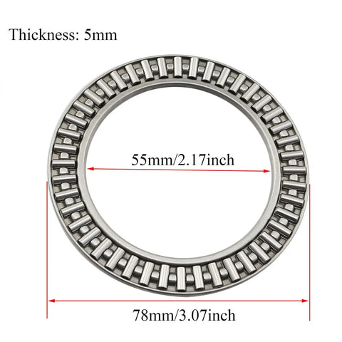 Beefy Heavy Duty Thrust Needle Roller Bearings With Washers AXK5578 55mm Bore 78mm OD showing dimensions and thickness