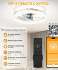 Low Profile Ceiling Fan With Light Flush Mount 6 Speed Reversible Silent Operation Remote And App Control Gold Finish 19.7 Inch