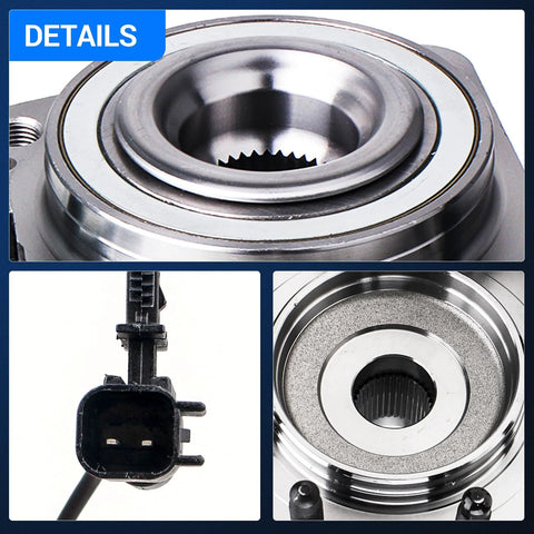 Front Wheel Hub And Bearing Assembly Compatible With 2011 2020 Chevrolet Silverado 2500 HD 3500 HD And GMC Sierra 2500 HD 3500 HD 4WD 8 Lug With ABS Beefed Up Heavy Duty Replacement Upgrade For Tough Truck Builds showing connector and bearing detail