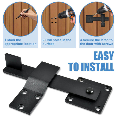 Installation steps for Heavy Duty Farm Gate Latch Set 6 Inch Flip Gate Latch For Barn Shed Sliding Doors And Cabinet 4 Pack Carbon Steel With Powder Coat Finish