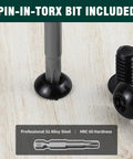 Premium M5 Black Torx Security Screws Kit With Matching Bit Made From 304 Stainless Steel showing bit and screws.