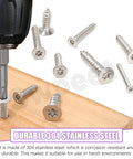 Rock Solid 170 Piece 304 Stainless Steel Screw Kit Packs 14 Sizes M3 To M6 With Tamper Proof Torx Drive and Flat Countersunk Heads For Quick Wood And Soft Metal Projects, showing stainless screws in use.