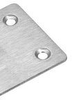 Close-up of Eight Stainless Steel Repair Plates Set 60mm By 50mm Flat Mending Brackets with visible 5mm mount holes