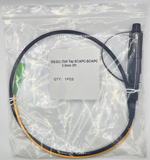 Opti Tap fiber patch cable, SC/APC to SC/APC, simplex SMF G.657.A2, 3 ft, orange fiber inside, green APC connectors