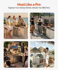 Outdoor Kitchen Drawers With Paper Towel Holder Stainless Steel Double Access Drawers For BBQ Island Or Grill Station 17W X 30H X 21D Weatherproof Outdoor Cabinets Easy Assembly shown in elegant outdoor settings.