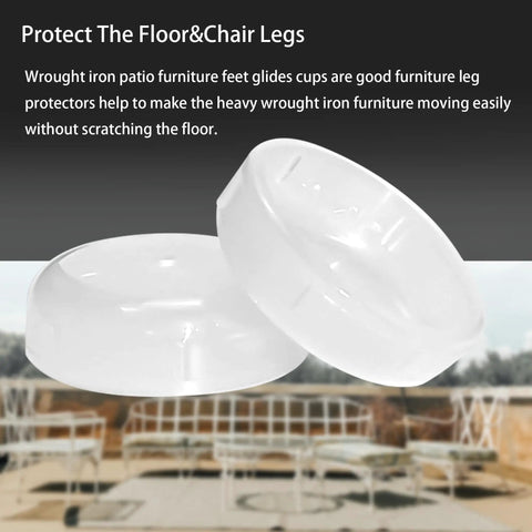 Heavy Duty Clear Wrought Iron Patio Furniture Foot Glides Caps 1.5 Inch Non Slip Table Leg Covers set of two protect floors from scratches.