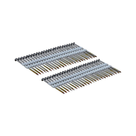 21 Degree Heavy Duty Framing Nails Plastic Collated Two And Three Eighths Inch Bright Steel Ring Shank 2000 Count For Framing Subfloors Pallets And Shipping Crates on display