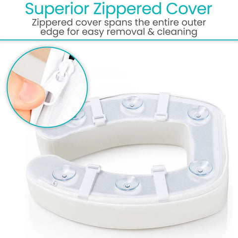 Ultra Soft Toilet Seat Cushion Donut Pad For Comfort And Support In Elongated And Standard Seats with zippered cover and suction cups