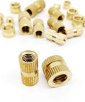 Premium Solid Brass Insert Nuts With Metric Thread For Injection Molding Projects Available In M3 M4 M5 And M6 Sizes on a white background.