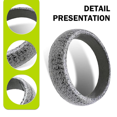 Two graphite exhaust gasket rings, round seals for exhaust manifold, 60mm ID, 2-piece set