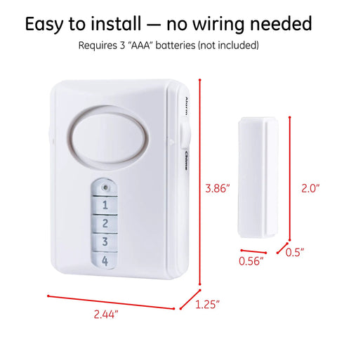 Wireless Alarm With Programmable Keypad For Home Security Four Digit Code To Arm Or Disarm Door Open Alert With Chime Delay Feature For Easy Entry Simple Plug In Install No Brainer For Apartments And Small Homes