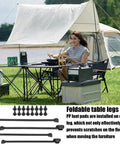 Beefy Heavy Duty Metal Foldable Table Legs, 4 Pack, used in outdoor camping setup for stable table support