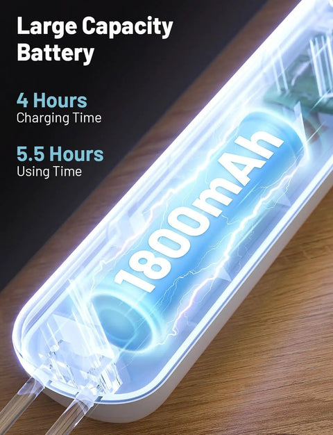 Close-up of the 1800mAh battery in 2-In-1 Mosquito Zapper Racket With 4000V Electric Grid Foldable Fly Swatter Rechargeable Auto Zap Base