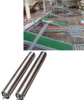 Heavy Duty Stainless Steel Unpowered Roller Conveyor 38mm With Durable Galvanized Ends For Smooth Warehouse Packaging Workflow Silent Operation Non E Motor 23.6 Inch Silver Finish Reliable Manual Transfer System in industrial setting.