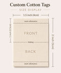 Next Level Custom Cotton Tags Straight Up Premium Fabric Sewing Labels For Quilting Knitting Handmade Clothing Branding Markers Machine Washable Care Instructions 40X50Mm size display with dimensions 1.5x2 inches.