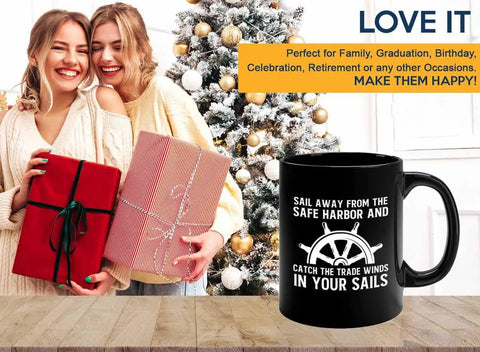 11oz Black Dope Ocean Vibe Coffee Mug For Sailors And Fishermen Funny Shipman Captain Navigator Gift with nautical design.