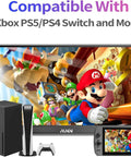15.6 Inch Portable Monitor Fhd 1080P Usb Type C Hdmi IPS glare free gaming laptop external display showing characters from Mario game.