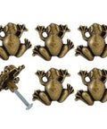 Six Piece Frog Shaped Cabinet Handles Crafted From Solid Zinc Alloy Rust Proof Drawer Pulls And Dope Animal Knobs For Dresser Kitchen Cupboards Quick Mount Screws Included - Gold frog cabinet knobs set.