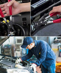 Two Piece Hose Clamp Pliers Set With 45 Degree Angle Flat Belt Hose Clamp Pliers And Wide And Flat Band Hose Clamp Pliers For Automotive Fuel Oil Water Coolant Radiator Heater Maintenance And Repair in use during car engine maintenance