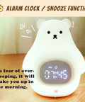 Alarm clock function on Cute Bear Night Light For Kids, soft BPA-Free silicone nursery lamp, USB rechargeable