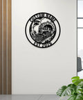 Custom Train Name Metal Wall Art With EST Year Vintage Steam Locomotive Sign for Train Lovers on white wall in office