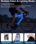 Cyclist with Colorful LED Bike Light Kit With Battery Box App And Remote Control Dope Color Lighting Modes For Night Riding