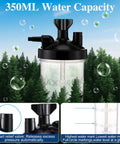 Two Pack Oxygen Humidifier Bottle With 6 LPM Flow And 12 Inch Adapter Tubing in forest setting, 350ml capacity highlighted