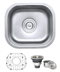 Top view of 13x15 Inch Undermount Bar Sink For Small Kitchens, 16 Gauge Stainless Steel One Bowl With Brushed Finish That Hides Scratches