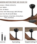 Outdoor Patio Ceiling Fan With Remote No Light 60 Inch Matte Black Modern Design For Patios And Covered Backyard
