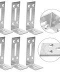 Six Pack Stainless Steel L Shaped Shelf Brackets With Slotted Holes Adjustable Corner Braces Heavy Duty Right Angle Brackets