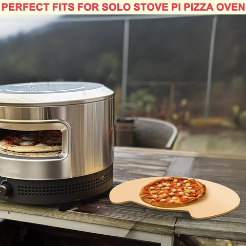 Backyard Pizza Stone Cordierite For Outdoor Ovens And Grills, Fits Solo Stove Pi Prime, with pizza on stone next to oven